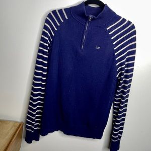 VINEYARD Vines Striped Sleeve Quarter Zip Pullover Sweater, XS